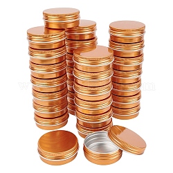 Benecreat круглые алюминиевые жестяные банки, алюминиевая банка, контейнеры для хранения косметики, свечи, конфеты, с винтовой крышкой, оранжевые, 5.5x2.1 см, Внутренний диаметр: 4.9 cm
