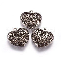 Alloy Pendants, Lead Free & Cadmium Free & Nickel Free, Heart, Gunmetal, Size: about 35mm long, 34.5mm wide, 11mm thick, hole: 3.5mm