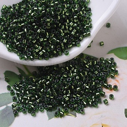 Perline miyuki delica, cilindro, perline giapponesi, 11/0, (db0182) verde giada foderato argento, 1.3x1.6mm, Foro: 0.8 mm, circa 10000pcs/scatola, 50 g / borsa