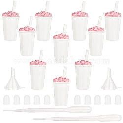 Leere Lippenglasurbehälter aus Schluchtkunststoff aus Kunststoff, nachfüllbare Lipglossflaschen, mit Kappe, Pinsel, Trichtertrichter, Tropfer, neon rosa , 7.6x3.5 cm, Kapazität: 6 ml