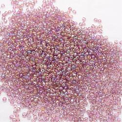 8/0 perles de rocaille rondes en verre, Grade a, couleurs transparentes arc, brun rosé, 2.8~3.2mm, Trou: 1.0mm, environ 15000 pcs / livre