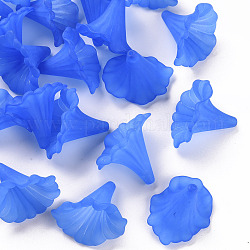 Perline acrilico trasparente, calla lily, smerigliato, blu, 40.5x33x35mm, Foro: 1.8 mm, circa 135pcs/500g