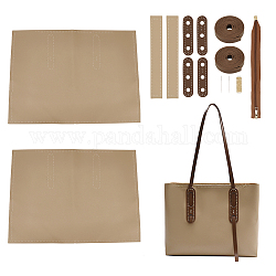 Kit per la creazione di borse tote da donna in similpelle fai da te, comprese le cinghie della borsa, ago, filo, cerniera, Burlywood