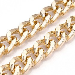 Cadenas del encintado de aluminio, cadenas de eslabones cubanos con corte de diamante, sin soldar, la luz de oro, 19x14x4mm