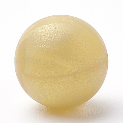 Perles de silicone écologiques de qualité alimentaire, ronde, verge d'or, 14~15mm, Trou: 2mm