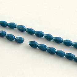 Glass Beads Strands, Faceted, Teardrop, Dark Cyan, 5x3mm, Hole: 1mm, about 99~101pcs/strand, 19.7inch