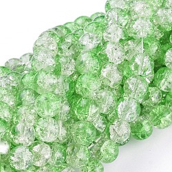 Baking Painted Crackle Glass Beads Strands, Round, Light Green, 8mm, Hole: 1.3~1.6mm, about 100pcs/strand, 31.4 inch