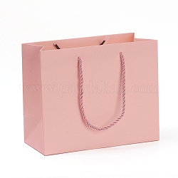 Бумажные мешки, подарочные пакеты, сумки для покупок, свадебные сумки, прямоугольник с ручками, розовые, 180x220x101 мм