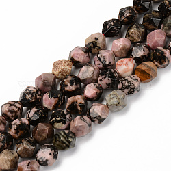 Natur Rhodonit Perlen Stränge, sternförmige runde Perlen, facettiert, 7~8x8 mm, Bohrung: 1.2 mm, ca. 45 Stk. / Strang, 14.76 Zoll (37.5 cm)