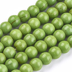 1 fil de perles rondes synthétiques turquoises teintes vert citron vert, 6mm, Trou: 1mm, Environ 67 pcs/chapelet, 15.75 pouce