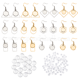 24 Juego de kits para hacer pendientes diy chgcraft que incluyen 304 ajustes de pendientes de acero inoxidable, Cabujones de vidrio transparente y tuercas de plástico para manualidades, suministros para hacer joyas