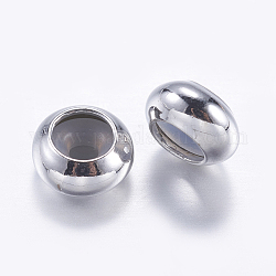 Messing Perlen, mit Gummi innen, Schieberegler Perlen, Stopper Perlen, Rondell, Platin Farbe, 8x4 mm, Bohrung: 2 mm