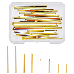 DICOSMETIC 40Pcs 4 Sizes Column Shape Charm Golden Long Bar Pendant Tag Texture Charm Bar Name Tag Charm Brass Dangle Charm Supplies for Jewelry Making DIY Crafts Supplies, Hole: 0.8/1mm