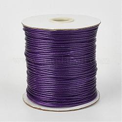 Cordon en polyester ciré coréen écologique, violet, 2mm, environ 90yards / rouleau (80m / rouleau)
