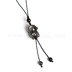 Natürlicher Obsidian-Anhänger aus Silber für Handy-Armband, Haging Charms Dekoration, Mensch, 12 cm