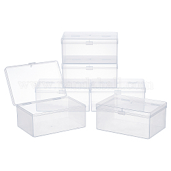 Superfindings 6 paquet de conteneurs de stockage de perles en plastique transparent boîtes avec couvercles 12.2x8.3x5.5cm petit rectangle en plastique organisateur étuis de rangement pour perles bijoux artisanat de bureau