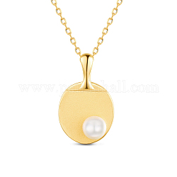 Shegrace 925 colliers à pendentif en argent sterling, avec perles d'eau douce de perles, perles de sport, Chasseur de tennis de table, or, 15.7 pouce (40 cm)