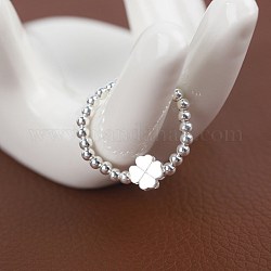 925 Sterling Silver Finger Ring for Women, Clover, Platinum, US Size 8(18.1mm)
