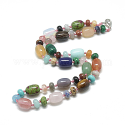 Натуральные и синтетические драгоценные камни из бисера ожерелья, с застежками сплава омаров, баррель, 18.1 дюйм ~ 18.5 дюйма (46~47 см), ствола: 14x10 мм