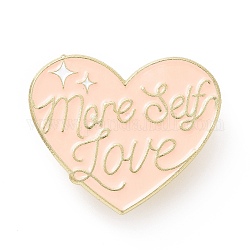 Word More Self Love Enamel Pin, Golden Alloy Feminism Brooch for Backpack Clothes, PeachPuff, 26x31x2mm, Pin: 1.2mm.