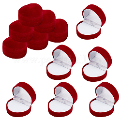 Boîtes à bagues en velours en forme de coeur, coffrets cadeaux bijoux de fiançailles mariage saint valentin, rouge, 4.5x4.3x3.5 cm