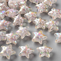 Perles en acrylique transparente, Perle en bourrelet, couleur ab , étoiles du nord, fumée blanche, 15.5x16x9.5mm, Trou: 3mm, environ 569 pcs/500 g