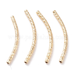Brass Tube Beads, Long-Lasting Plated, Curved Beads, Tube, Real 24K Gold Plated, 25x1.5mm, Hole: 0.8mm