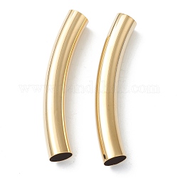 Brass Tube Beads, Long-Lasting Plated, Curved Beads, Tube, Real 24K Gold Plated, 50x8mm, Hole: 7mm