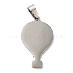 304ステンレス鋼ペンダント  空白タグのスタンプ  熱気球のチャーム  ステンレス鋼色  28.5x17.5x1mm  穴：6.5x4mm