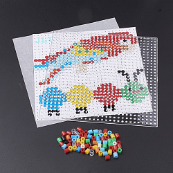 ヒューズビーズ：DIYメルティビーズは、ビーズセットを融合  ABCプラスチックペグボード  型紙とアイロン用紙  鳥と虫の模様  正方形  カラフル  14.7x14.7cm
