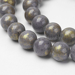 Chapelets de perles en jade Mashan naturel, teinte, ronde, grises , 4mm, Trou: 1mm, Environ 90 pcs/chapelet, 16 pouce