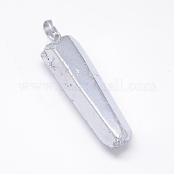 Electroplate Crystal Pendants, Silver, 40~53x9~12x9~12mm, Hole: 7x4mm