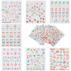 SUPERFINDINGS 7 Sheets PET Christmas Theme Resin Fillers Cute Christmas Tree Nail Art Decals Mixed Patterns Fluorescent Stickers Self Adhesive DIY Stickers for Nails Notebooks Gift Boxes