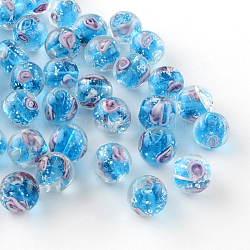 Fatti a mano perle di vetro luminosi fiori interno, tondo, cielo blu profondo, 12mm, Foro: 2 mm