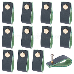Manijas rectangulares de cuero para cajones, con tornillo de hierro, azul pizarra oscuro, 20x100x2mm