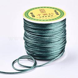 Fil de nylon, corde de satin de rattail, vert de mer foncé, 1.5mm, environ 49.21 yards (45 m)/rouleau