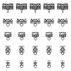25 x Aufhänger im tibetischen Stil, 5 Stück, Rohrbügel, Schleifenbügel, Antik Silber Farbe, 9~13x4~12x5.5~9 mm, Bohrung: 1.5~2 mm, 5pcs / style