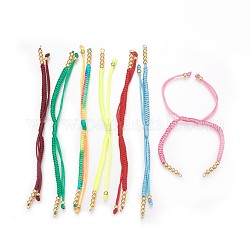 Плетеные браслеты из бисера из нейлонового шнура, с латунной бисера, долговечный, реальный 24k позолоченный, разноцветные, 10-1/4 дюйм (26 см) ~ 11-5/8 дюйма (29.6 см)