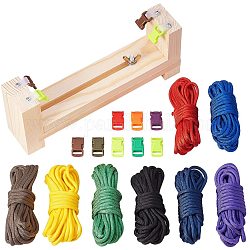 PandaHall Jig Bracelet Maker with Parachute Cord, Wristband Maker - Pack of 8 Parachute Cords and Pack of 8 Buckles - Paracord Braiding Weaving DIY Craft Tool Kit