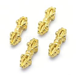 Brass Beads, Dorje Vajra for Buddha Jewelry, Lead Free & Cadmium Free & Nickel Free, Raw(Unplated), 22x9x9mm, Hole: 2mm