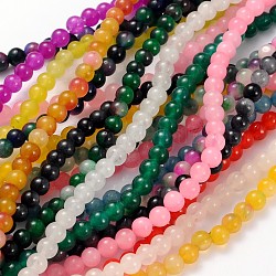Natural White Jade Dyed Beads Strands, Round, Mixed Color, about 4mm in diameter, hole: 0.5mm, about 92pcs/strand, 15.5 inch