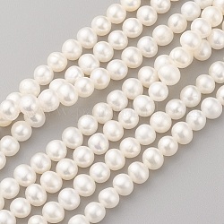 Brins de perles de culture d'eau douce naturelles, ronde, vieille dentelle, 5~6x5.5~6mm, Trou: 0.5mm, Environ 60~61 pcs/chapelet, 14.37~14.57 pouce (36.5~37 cm)
