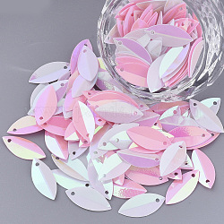 Ornament Zubehör, PVC-Kunststoff paillette / Pailletten Perlen, Pferd Auge, neon rosa , 15x6.5x0.3 mm, Bohrung: 1 mm, ca. 800 Stk. / Beutel