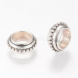 Tibetischen Stil Legierung Perlen mit großem Loch, Donut, Antik Silber Farbe, 15x6.5 mm, Bohrung: 9 mm