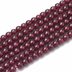 Chapelets de perles de grenat naturel, ronde, 3mm, Trou: 0.5mm, Environ 130 pcs/chapelet, 16.3 pouce