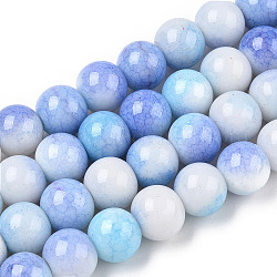 Brins de perles rondes en verre craquelé opaque, pierres d'imitation, ronde, bleuet, 10mm, Trou: 1.5mm, Environ 80 pcs/chapelet, 30.31~31.10 pouce (77~79 cm)