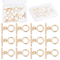 CREATCABIN 12 Sets 18K Gold Plated Brass Round Toggle Clasps with Hoop T Bar OT End Fasteners Jump Rings Connectors for DIY Bracelet Necklace Jewellery Making Craft Supplies Findings 0.51 x 0.76in