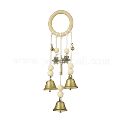 Iron Witch Bells Protection for Door Knob Hanger, with Wood Beads, for Boho Home Room Kitchen Decor, Antique Bronze, 270mm, Hole: 49.5mm