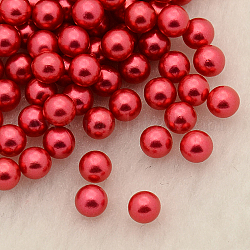 Sin agujero abs imitación de perlas de plástico redondo perlas, teñido, carmesí, 4mm, aproximamente 5000 unidades / bolsa