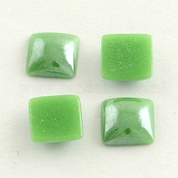 Pearlized Plated Opaque Glass Cabochons, Square, Dark Sea Green, 4x4x2mm
